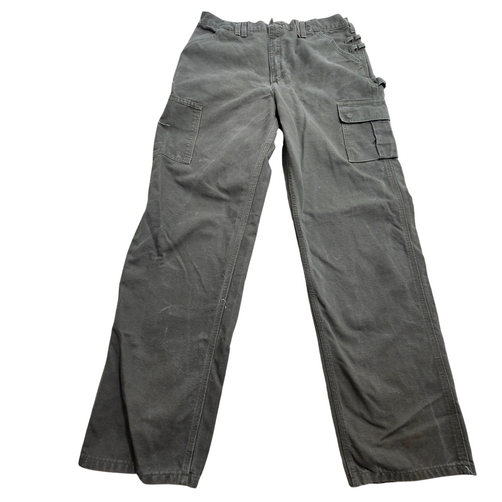 Carhartt Cargo Pants 36x34 Moss Green B112MOS Washed Duck Work Trousers